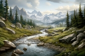 Природа. Река с высоты гор