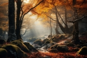 Природа. Ручей в осеннем лесу