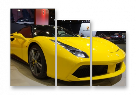 модульная картина Авто. Желтая Ferrari