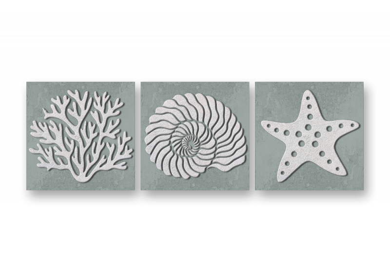 модульная картина Арт Постеры. Морские дары - Оливковый фон