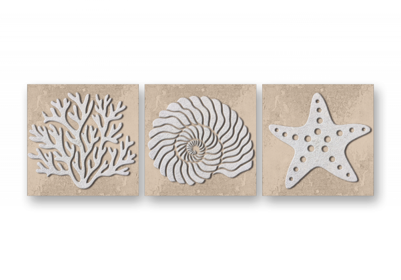 модульная картина Арт Постеры. Дары моря - песочный фон