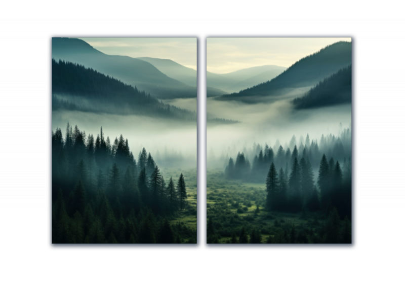 модульная картина Природа. Горы в тумане