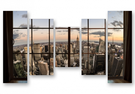 модульная картина Город. Нью-Йорк Вид из окна небоскреба