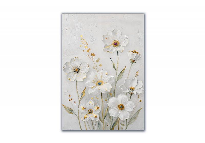 модульная картина Цветы. Большие белые цветы с эмалью
