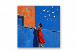 модульная картина Арт Постеры. Девушка на лестнице