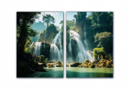 модульная картина Природа. Водопад в тропиках