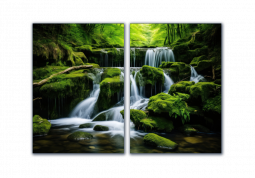модульная картина Природа. Зеленый водопад