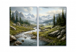 модульная картина Природа. Река с высоты гор