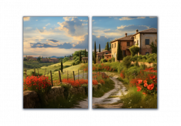 модульная картина Природа. Домик на холме