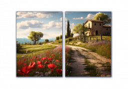 модульная картина Природа. Дорога с маками
