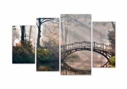 модульная картина Природа. Волшебный Мост через лесную реку