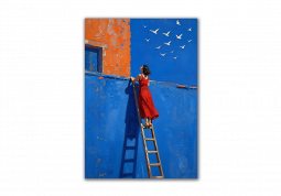 модульная картина Арт Постеры. Девушка на лестнице